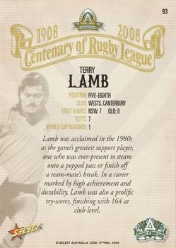 2008 NRL Centenary #93 Terry Lamb Back